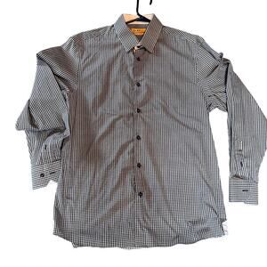 BriO by Milano Men's Long Sleeve Button Down Shirt.  Blue/White. Size XL 17.5-18